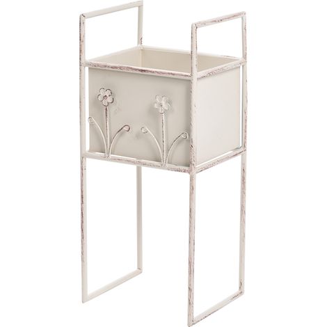Jardinera elevada macetero de metal para interior y exterior con soporte 22 x 18 x 50 cm hierro beige Lupine (1/5)