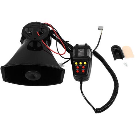 Haut-parleur de mégaphone de voiture 7 tonalités Sirène Son Urgence Amplificateur sonore pour véhicule 12V (1/4)