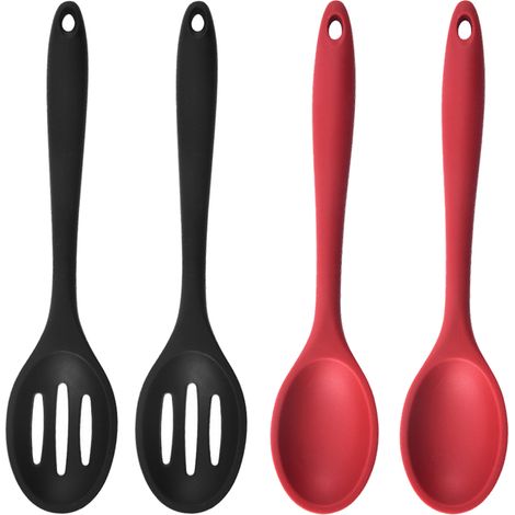 Lot de 4 cuillères antiadhésives en silicone, sans BPA, de qualité alimentaire, résistantes à une température de 250 °C (480 °F), conception hygiénique (1/5)