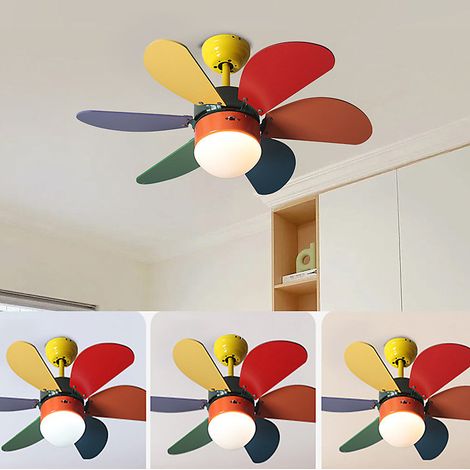 Ventilateur de plafond minimaliste moderne avec éclairage intégré, télécommande pour chambre, lumière tricolore, 6 vitesses, 76 cm (1/5)