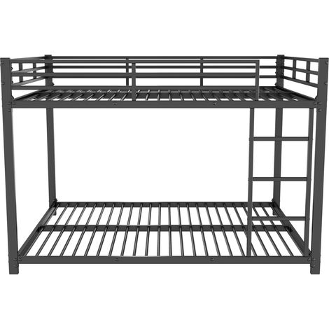 Letto a castello in metallo 140 x 200 cm nero, struttura stabile con scala (1/5)