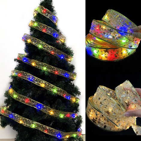 AIDUCHO 1 Ruban Sapin Noël Pailleté Led Guirlande Lumineuse Pour Decoration Sapin Noel - (Lumières De Couleur) Longueur: 10m (1/3)