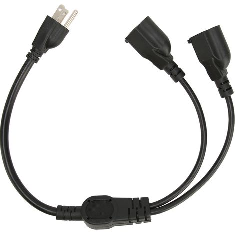 Cordon d'alimentation Y 1 vers 2, prise US 100‑240V, rallonge mâle vers femelle 3 broches, câble de répartiteur électrique. (1/5)