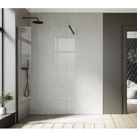 Paroi de douche fixe OT2000 Transparent 8mm - Noir - 120cm (1/3)