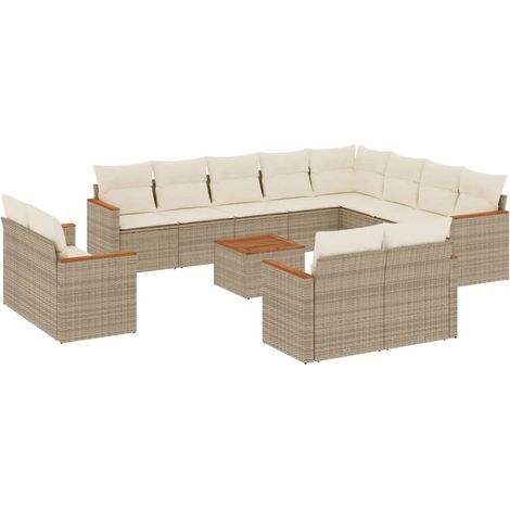 Maison Exclusive - Set sofás de jardín con cojines 13 pzas ratán (1/5)