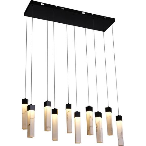 Searchlight Moonbeam Lampada a sospensione da soffitto a 10 luci, metallo nero e resina marmorizzata (1/3)