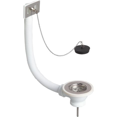 Wirquin 30723126 - Piletta per lavello da cucina, diametro 60 mm, con tappo e troppo esterno, colore: bianco (1/3)