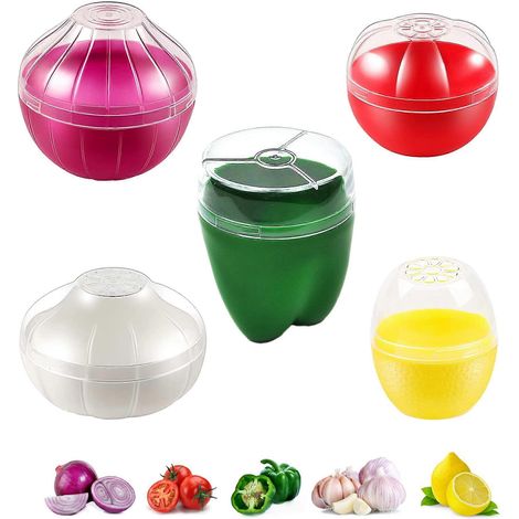 Lot de 5 boîtes de conservation en forme de fruits et légumes pour bac à légumes du réfrigérateur (1/5)