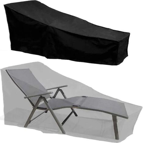 Schutzhülle für Sonnenliegen, wasserdicht, winddicht und UV-beständig, aus 210D Oxford-Gewebe, Schutzhülle für Sonnenliegen (210 x 75 x 40/80 cm) - schwarz. (1/5)