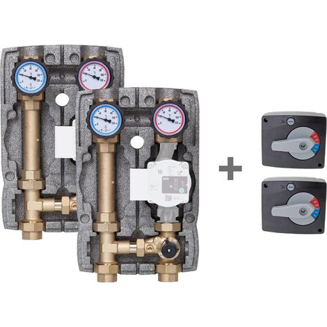 Pack promo 2 x module hydraulique Easyflow DN25- 1 mélangé + 2 servomoteur Easyflow 230 V,140 S.
