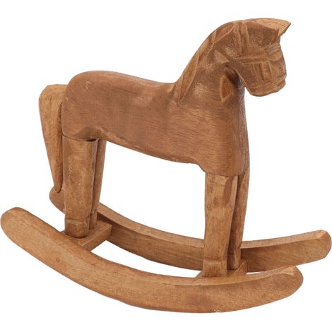 Cheval à bascule en bois ancien porte-bonheur sculpté à la main, décoration de table pour salon, hall, bureau, chambre (1/5)