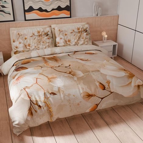 Housse de Couette 1 Place 140x200 cm 1 Taie 63x63 cm Incluse, Parure en Microfibre Imprimée Floral 25 12 (1/5)