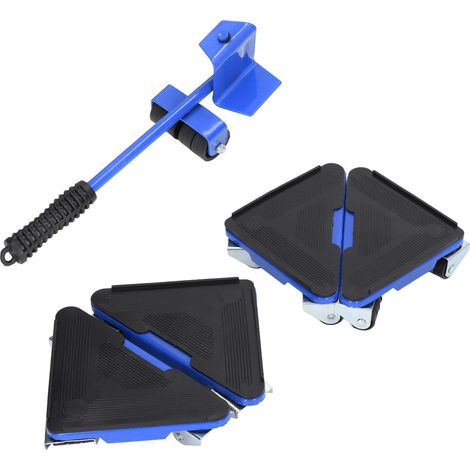 Lot de 5 déplaceur de meubles avec roulettes pivotantes 300 kg pour canapé table buffet bleu (1/5)