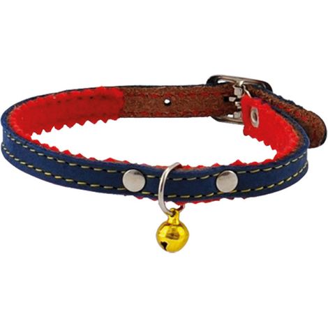 Collare per gatto in cuoio foderato con campanellino 30 cm