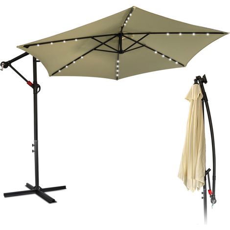 SWANEW Ombrellone Deporté Jardin Pavillon de jardin avec éclairage LED 350cm - Beige (1/5)