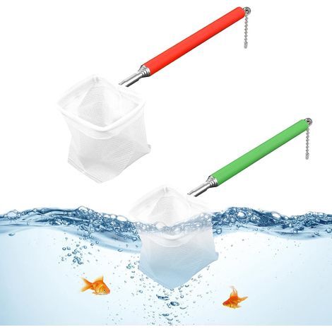 Netze, Teleskopgriff aus Edelstahl, weiches Aquariumnetz, für kleine Fische und Garnelen (1/5)