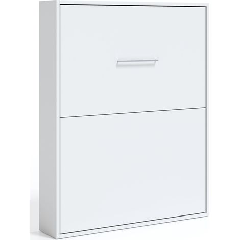 Les Tendances – Lit escamotable vertical 160x200 cm – Chêne blanc – Structure en mélaminé haute densité – Système de sécurité anti-roulis (1/5)