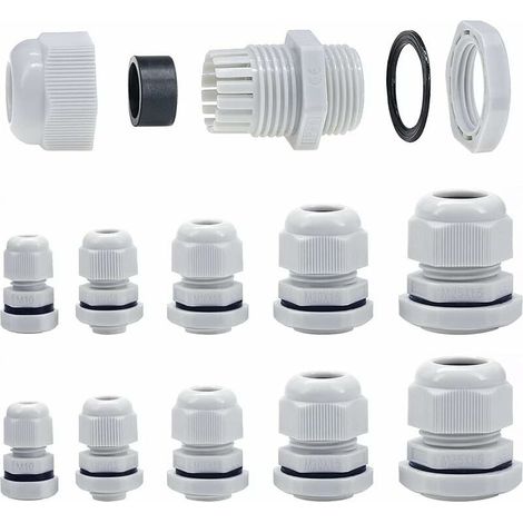 Presse-étoupes M10-M25 10mm-25mm rembourrage presse-étoupes à empiler avec écrou de blocage et rondelle (M10-M25 40pcs) (1/5)