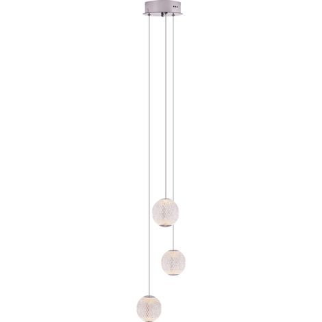 Suspension chromée 3 globes cristal LED 18W Maxlight (1/2)
