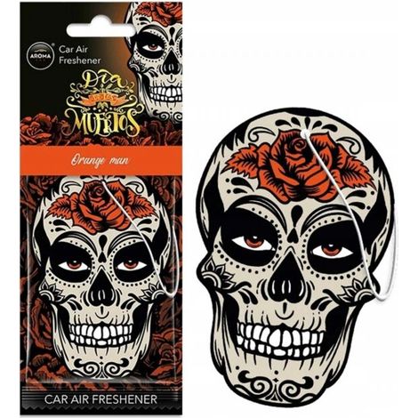 Désodorisant AROMA CAR MUERTOS Tête de mort Orange Man Island Driftwood
