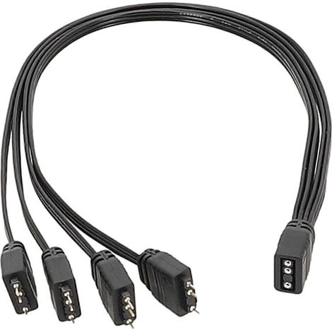 Câble répartiteur ARGB 5 V 3 broches, 1 connecteur femelle vers 4 connecteurs mâles. Connectez et étendez votre système d'éclairage. Haute sécurité et durabilité. Multicolore (un à quatre). (1/3)