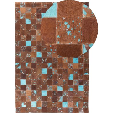 Teppich ALIAGA Braun 160 x 230 cm Echtleder