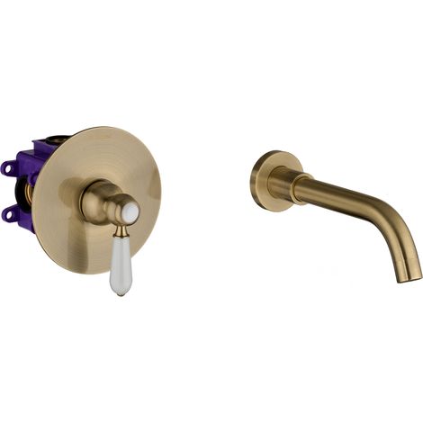 PaulGurkes Robinet de lavabo en bronze, laiton, encastré 2 trous