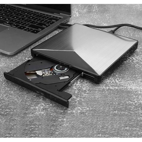Lecteur DVD Externe en Alliage d'Aluminium USB 3.0 Portable pour PC et Ordinateur Portable