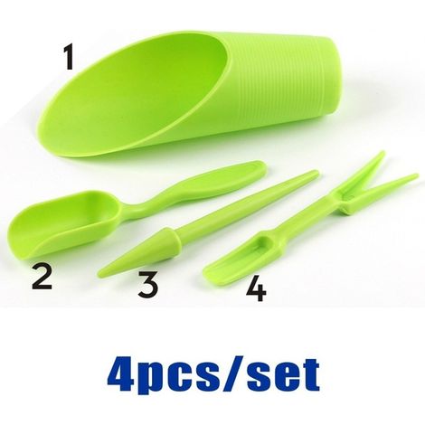 Blumenpflanzwerkzeug-Set, Haushaltspflanzen-Anbau- und Pflegewerkzeuge, Mini-Gartenwerkzeuge, Sukkulenten-Pflanzset, 4-teilig (Grün)