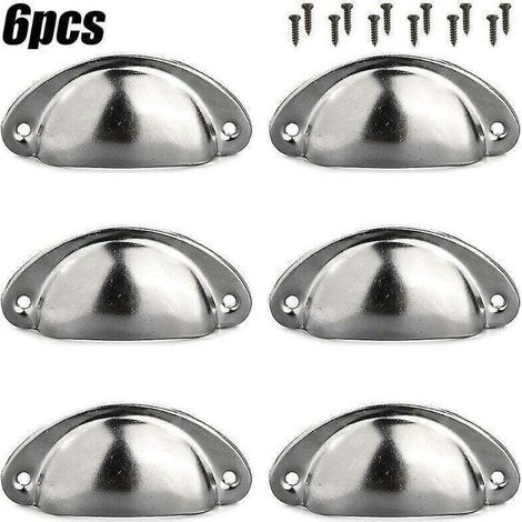 poignées en forme de coupe, poignées coquillage, porte de placard de cuisine, porte d'armoire, meubles, boutons de tiroir, argent (1/4)