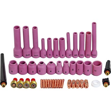 Kit Lentilles Gaz TIG, Collet Corps Assorted Taille Pour SR WP9 20 25 TIG torche de soudage 46pcs (1/5)