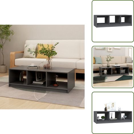 Table basse gris 110x50x34 cm bois de pin massif - Table Basse - Meuble Salon - Table D'appoint - Bois Massif - Pin (1/5)