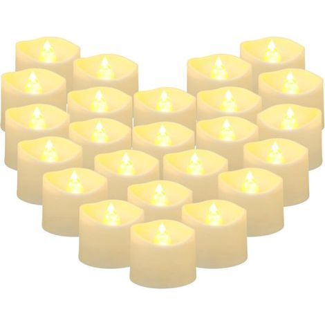 Bougies LED Flamme Vacillante Lumière, Chandelles clignotantes lampe, Bougies électriques Bougies de noël, Arbre de noël, pâques(24 pièces dans la boîte) (1/5)