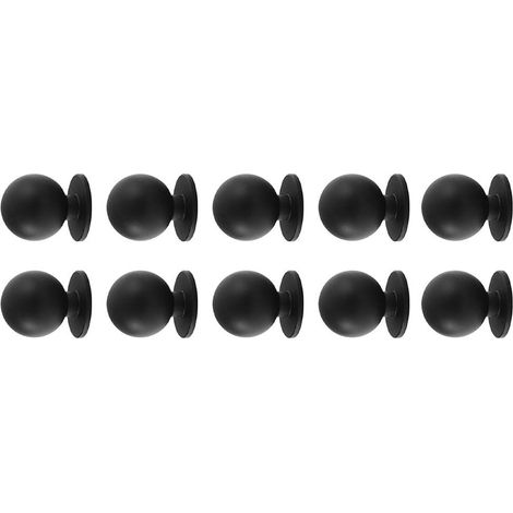 Lot de 10 boutons de tiroir ronds en alliage de zinc pour armoires de cuisine, commode, armoire, meuble, facile à installer, argent doré, 24 x 30 mm, utilisation solide (noir) (1/5)