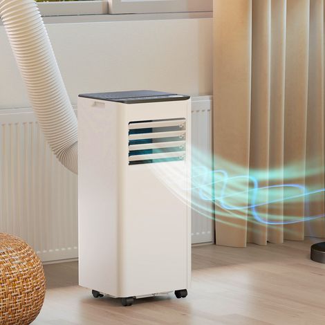 Climatiseur portable 9000 BTU 4-en-1 refroidissement minuterie ventilateur 28m², blanc