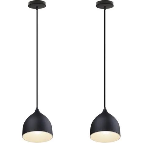 U-Do LOT DE 2 Luminaire Lustre design Vintage Lampe en Fer Noir Suspension Luminaire Ajustable Industriel Décoration Chambre Entrée (1/4)
