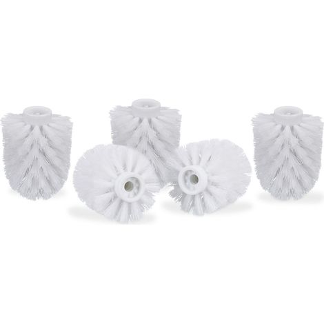 Tête de Rechange pour Brosse WC Lot de 5 Orifice intérieur 9,5 mm Diamètre 8 cm, Blanc (1/5)