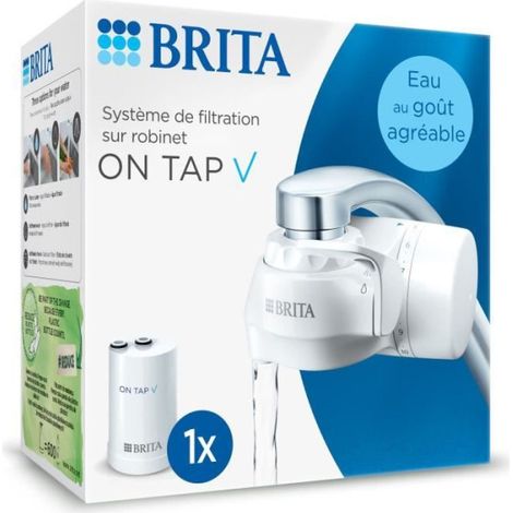 Carafe filtrante BRITA ON TAP – Filtration 600L – 3 modes d'utilisation – 5 adaptateurs inclus – Évite 1200 bouteilles plastique/an (1/5)