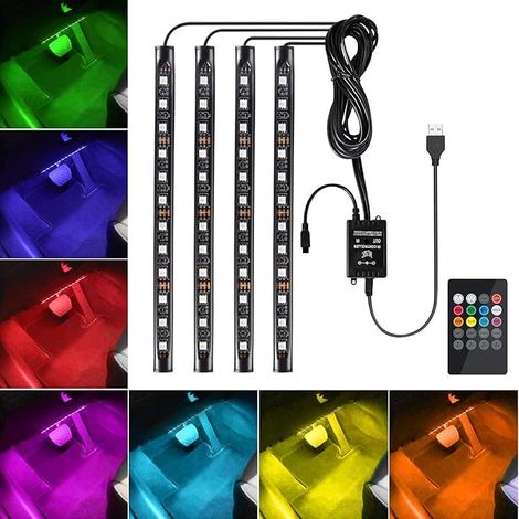 Éclairage d'ambiance pour voiture à 48 LED, avec port USB et télécommande. (1/5)