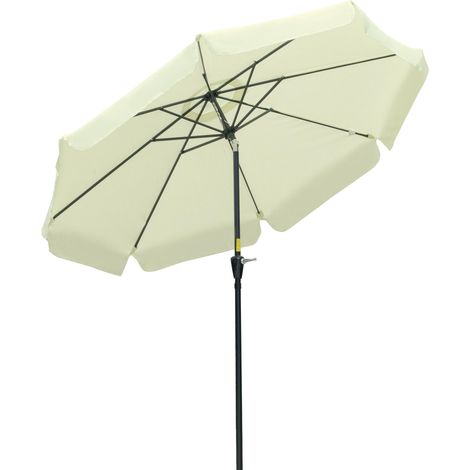 Parasol de jarden extérieur parasol enclenable rond Ø2,7 m avec manivelle et protection solaire UV50+, beige (1/5)