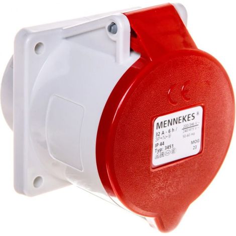 Presa a pannello dritta 5P 32A 400V rossa IP44 3451 MEN3451