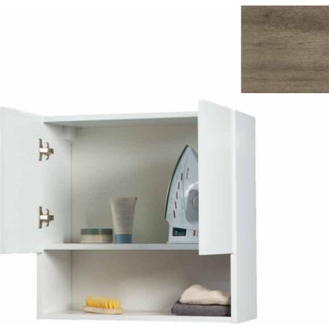 Pensile Bagno Lavanderia con 2 Ante e Vano a Giorno 57,5x27x58 cm in Nobilitato Olmo Naturale (1/4)