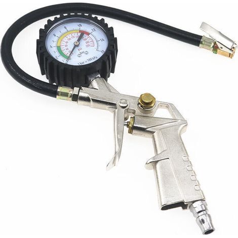 Manomètre de pression avec pistolet de gonflage - Contrôle et inflation haute précision pour auto, moto, scooter (1/4)