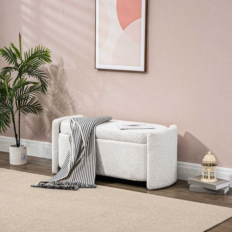 Banc de rangement, banc d'entrée, banc à chaussures, capitonné, 105 cm x 44 cm x 45,5 cm. Crème/Beige