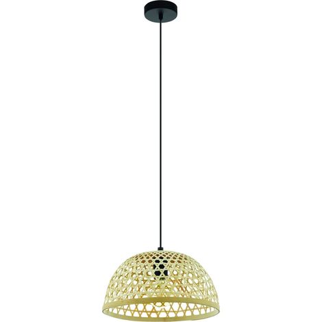 Lampe suspendue Claverdon noir avec du rotin - 55695