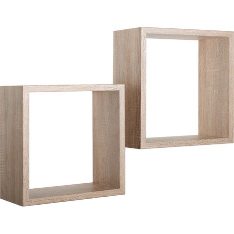 Set 2 Mensole Cubo da Parete Quadrato in Fibra di Legno Q-Bis Rovere Sagerau (1/5)