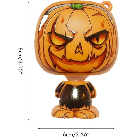 Figurine Horrifique Tête Secouante avec Lumière LED, Ornement Auto pour Tableau de Bord, Déco Halloween Effrayante pour Voiture (1/5)