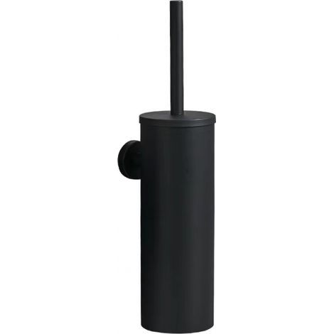 Schwarze, einteilige Toilettenbürste mit wandmontierter Edelstahl-Badezimmerhalterung (1/5)