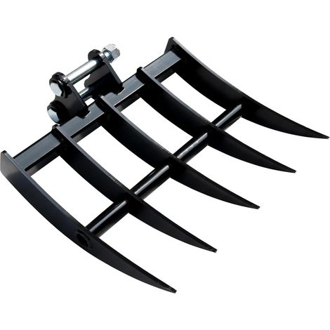 Large mini pelle râteau – Convient pour les mini-pelleteuses de 800 à 1800 kg, accessoires avec 2 boulons (diamètre d'alésage 25 mm, envergure 90 mm) (1/5)