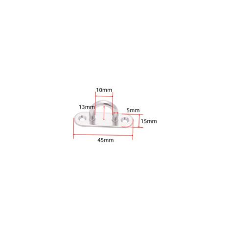 Piastra occhiello in acciaio inox, ganci a ponte in acciaio inox, piastra occhiello per piastra occhiello, piastra occhiello in acciaio inox, per accessori di fissaggio per ombrelloni, 4 pezzi - Crezu